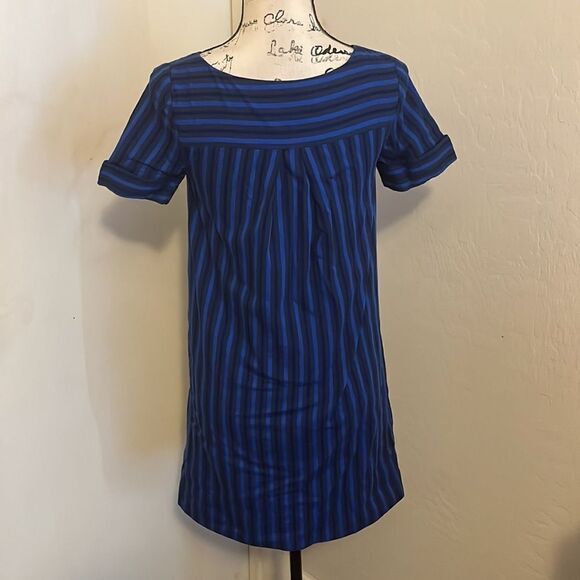 Anthropologie HD In Paris Blue Cerulean Stripe Dress Boho Feminine Contemporary - Picture 7 of 16